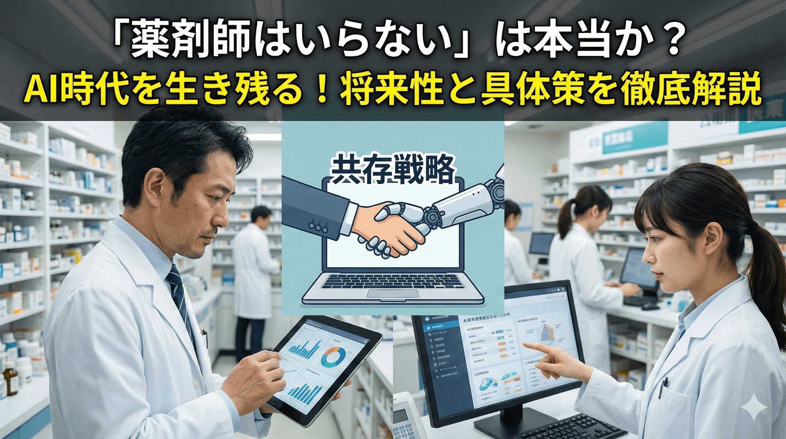 「薬剤師はいらない」は本当か?将来性とAI時代に生き残る具体策を解説のキャリアノウハウ記事サムネイル画像